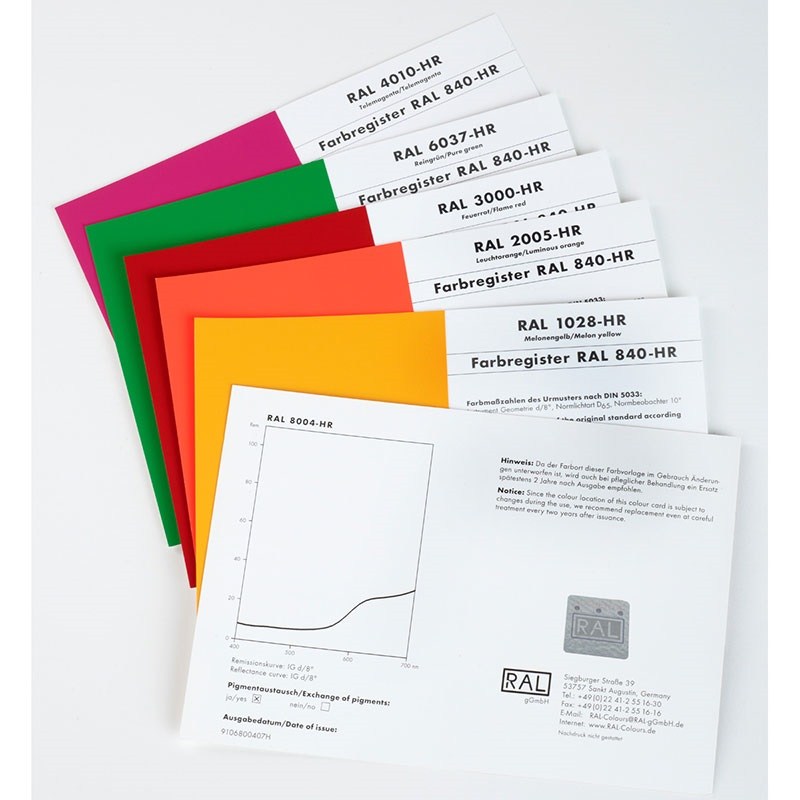 德国RAL劳尔840-HR色卡(半光泽版本)原标准单页 RAL 840-HR single cards